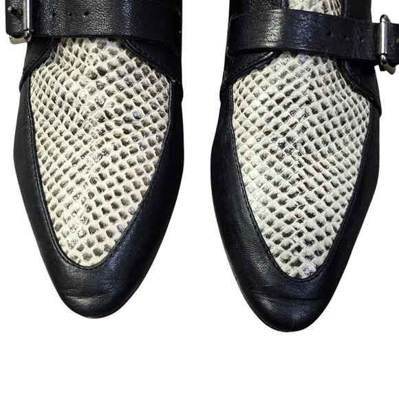 Jimmy Choo Ankle Boots Marlin Cream Snake Print &‎ Black Leather - Picture 5 of 16